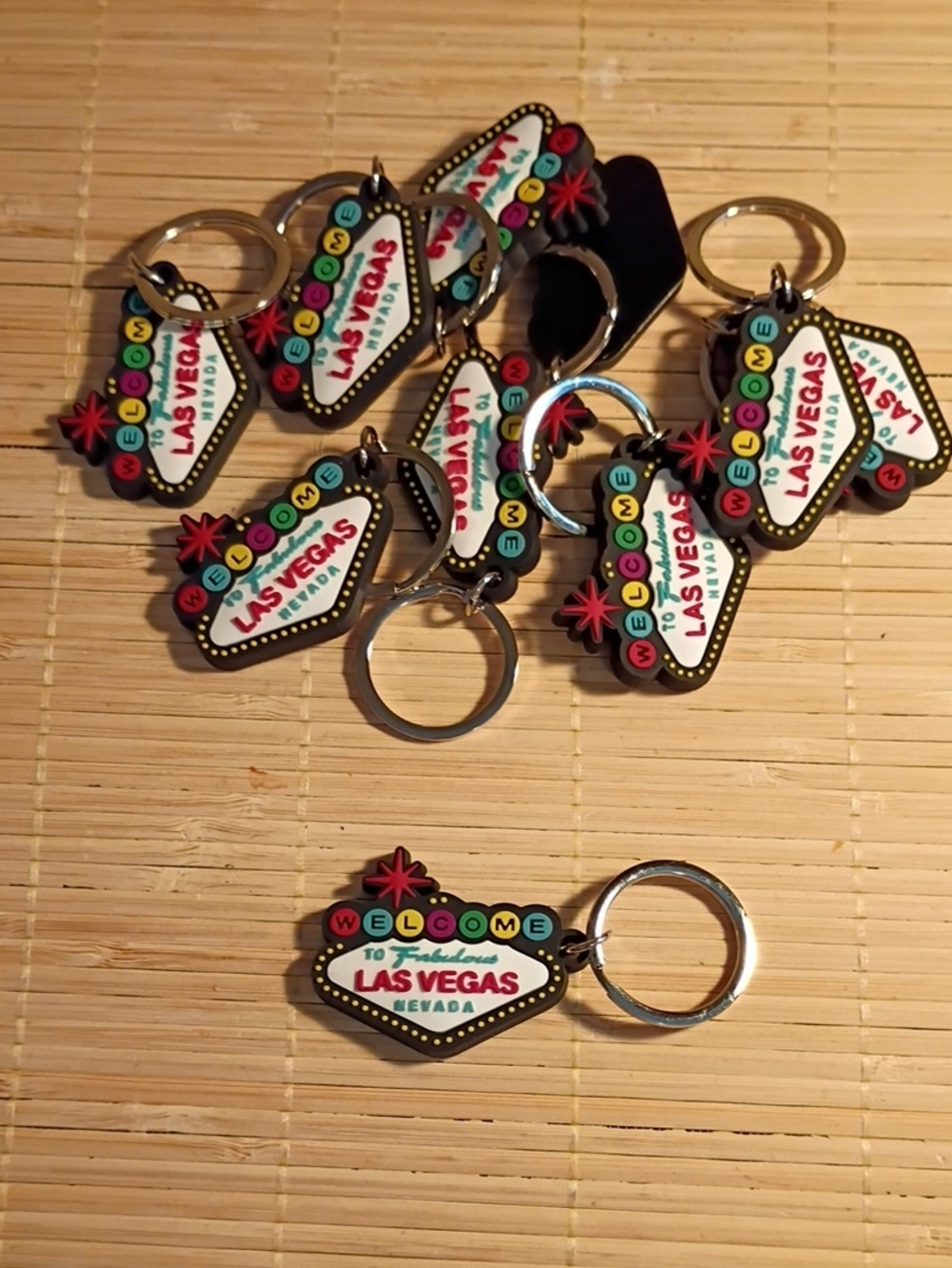 NWT Las Vegas Souvenir Colorful Rubber Keychain - Multicolor 2x1.5 inches